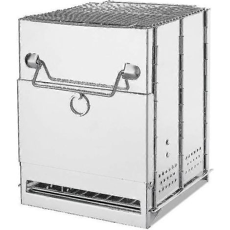 Réchaud de camping en acier inoxydable, réchaud à bois portable, outil de chauffage extérieur pour la survie et la cuisine en randonnée (1/4)