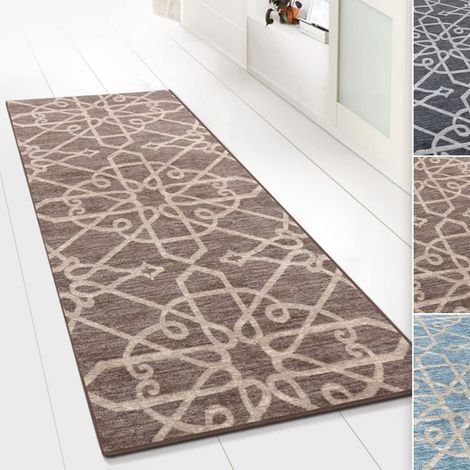 Tapis Ornement Vintage Oriental pour la Cuisine, Le Couloir et Le Salon 80 x 200 cm, Marron Navelli (1/5)