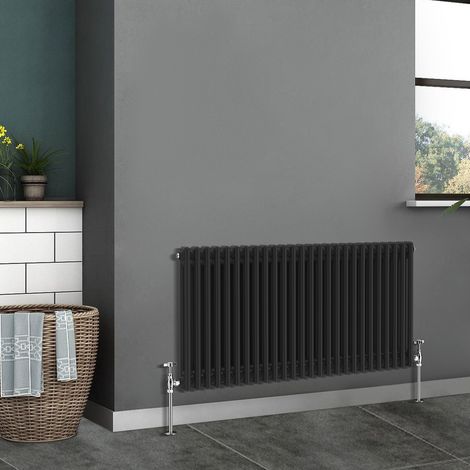 Traditional Radiator Cast Iron Style Radiator 2 Column Black 600x1190mm