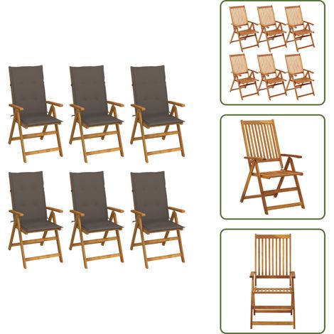 Klappbare Gartenstühle 6 Stk. mit Auflagen Massivholz Akazie - Holz Gartenstuhl - Gartenmöbeln - Outdoor Möbel - Balkonmöbel - Esszimmerstuhl (1/5)