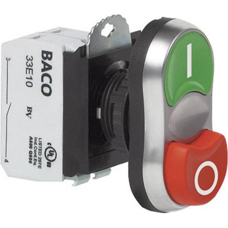 BACO BAL61QB21A L61QB21A Pulsante doppio Anello frontale in plastica, cromato Verde, Rosso 1 pz. (1/4)