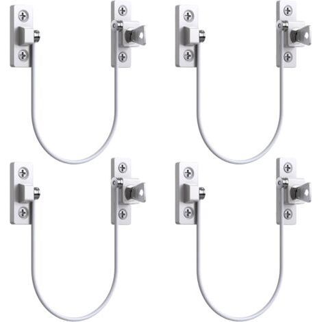 4pcs Entrebâilleur Fenêtre Porte Restricteur de Porte de Fenêtre Verrou Fenetre UPVC Verrouillage de Limite Verrou de Sécurité Câble Serrure de Limite Avec Clé et Vis (1/5)