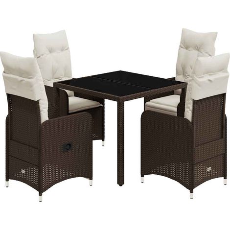 Maison Exclusive - 5-tlg. Garten-Bistro-Set mit Kissen Braun Poly (1/5)