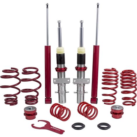 Maxpeedingrods – Amortisseurs combinés filetés pour VW Polo 9N 9A MK4 – Type sport – Réglables – Pack de 2 (1/5)