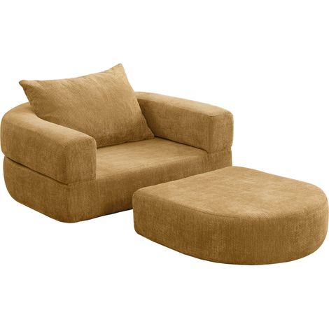Canapé modulable sectionnel jaune en tissu, siège réversible au style minimaliste pour salon, appartement ou chambre d'amis, sans montage – CHICFURN (1/5)