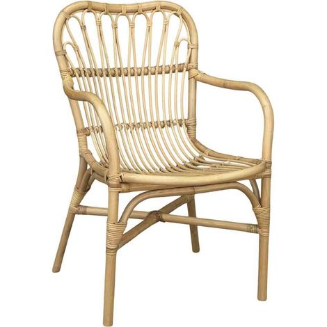 Sillón silla Mandola en madera de bambú y mimbre natural trenzado