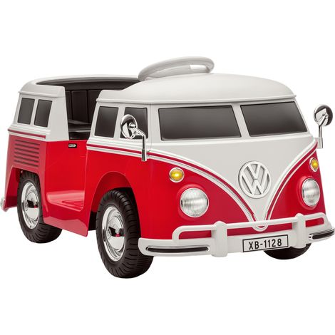 Voiture enfant électrique Volkswagen T1 sous licence 12V, deux moteurs, démarrage progressif, dimensions 89x49x41,5cm, rouge (1/5)