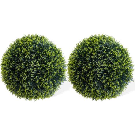 Boules topiaires artificielles décoratives pour intérieur/extrémitéérieur – Plantes vertes fausses suspendues avec chaîne – Parfaites pour jardin, terrasse, entrée – Lot de 2 (1/5)