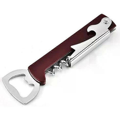 HONORNIC - Ouvre-bouteille portable facile à utiliser, mini tire-bouchon en acier inoxydable, tire-bouchon à double charnière pour l'extérieur, ouvre-bouteille à bière