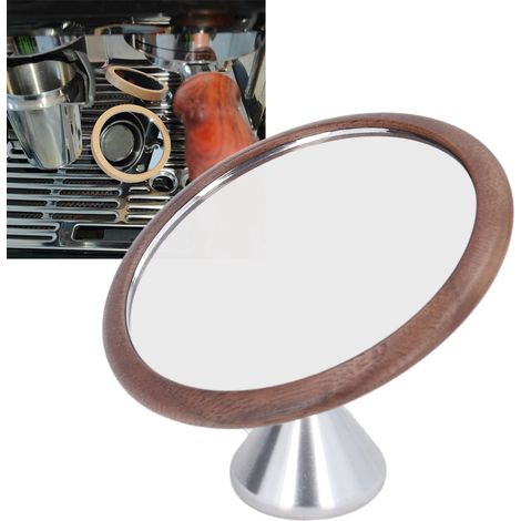 Miroir d'Observation pour Café - Kit en Bois d'Acajou et Acier Inoxydable (Base Rotative 360°) - Diamètre 6 cm (1/5)