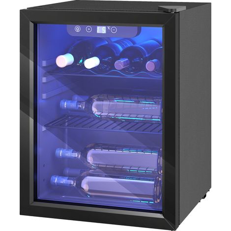 Cave à vin 16 bouteilles 48L, réfrigérateur à vin et boissons avec température réglable 4-16 °C, porte réversible, noir