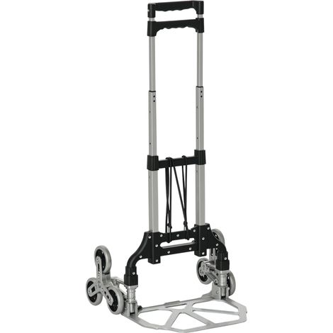 Monteur d'escalier pliable à 6 roues. avec sangle de fixation et pliage automatique. argent et noir. (1/5)