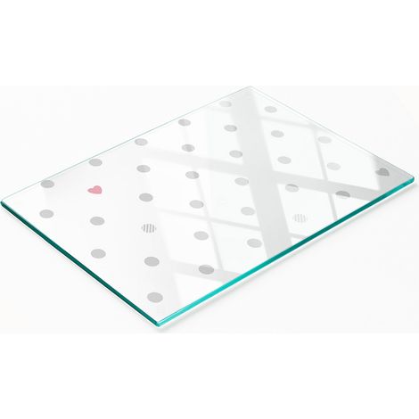 Tablero decorativo multifuncional de vidrio templado con puntos y corazones, 80x52 cm. (1/5)