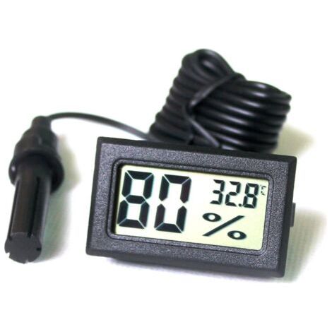 LCD Tuner Numérique Intégré Thermomètre Hygromètre avec Sonde Externe pour Couveuse Aquarium Volaille Reptile Noir