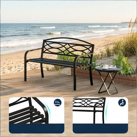 Banc de jardin robuste, banc de parc, banc extérieur avec dossier, assise confortable pour terrasse et pelouse (1/5)