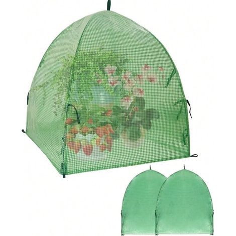 2 Pièces Housses de Protection Contre le Gel pour Plantes, 56CM x 56CM Tente de Jardin Surélevée avec Dôme D'humidité pour Germination Propagation Semis Protection Plantes Contre Animaux (Vert) (1/5)