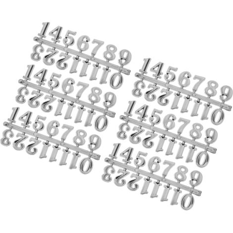 6 Sets de Chiffres Arabes Argentés en Plastique pour Horloge Numérique, Pièces de Rechange Résistantes à l'usure, Design Simple et Lisse pour Projets DIY de Pendule Murale (1/5)