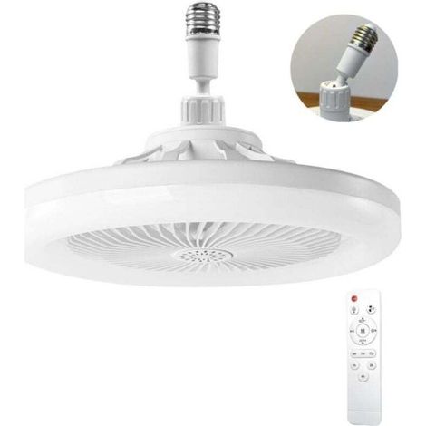 Ventilateur Plafond Avec Lumiere,ventilateur De Plafond Avec Télécommande,ventilateur Silencieux Plafond,E27 plafonnier LED À Intensité Variable,3vitesses,Temporisable (Blanc) (1/4)