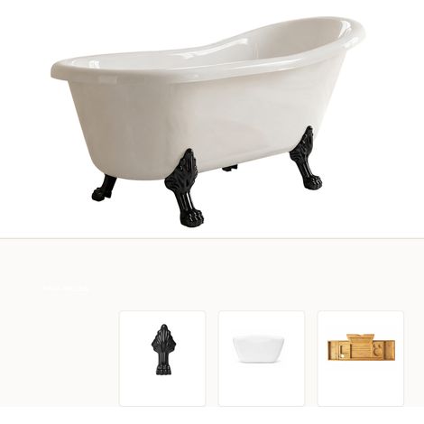 Baignoire îlot LEONA 160x75 pieds noir RT + plateau (1/5)