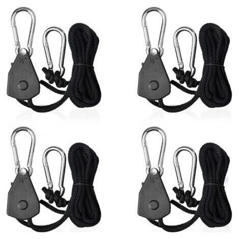 Choyclit – Tendeur à cliquet 4 pièces – Corde de 2,4m en nylon tressé – Charge maximale 34kg – Crochets en acier inoxydable pour intérieur et extérieur (1/2)