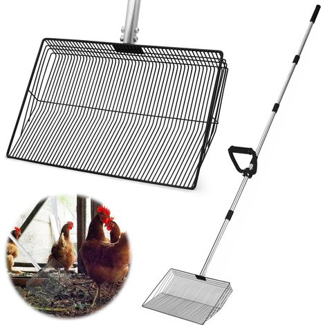 Pelle à déjections d'animaux de compagnie extra large – Manche de 173 cm de long avec poignée en D – Pelle en métal de 38 cm de large pour poulailler, jardin, niche pour chien, clapier (1/5)