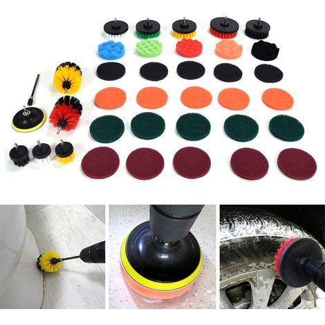 Ensemble de 37 accessoires de nettoyage pour perceuse : tampons à récurer et éponges, brosse de polissage électrique pour le nettoyage de la maison (1/5)