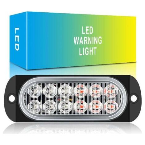 2pcs 6 LED Strobe Warning Light Strobe Grille Clignotant Light Bar Car Truck Beacon Lampe Ambre Jaune Traffic Light 12V-24V lumière jaune