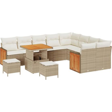 Maison Exclusive - Gartensofa-set mit Kissen 13 pcs Beige und Cre