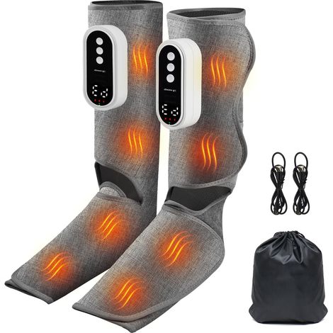 Masseur de jambes pressothérapie 2 packs – 3 modes de massage – Minuterie 15 minutes – Soulagement des douleurs musculaires