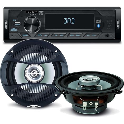 Pack sono voiture Auto Radio NewOne AR390DAB 80 Watts + 2 hauts parleurs 13cm 100W