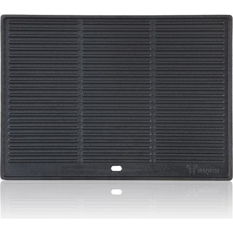 Bbq-Toro – Plaque de cuisson en fonte 42,5 x 31,5 cm – Plaque réversible cullotée – Surface de cuisson lisse et nervurée – Épaisseur 5 mm