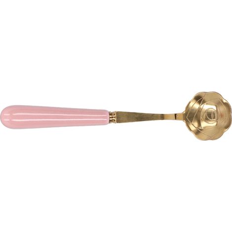 Blumenförmiger Teelöffel aus Edelstahl, Trinklöffel, Eiscremelöffel, Dessertlöffel, rosa Griff (1/5)