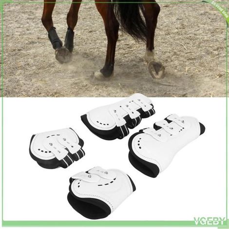 Bottes protège-tendons cheval - FAFEICY - Taille L - Devant ouvert - PU & néoprène - Réglables double sangles (1/5)