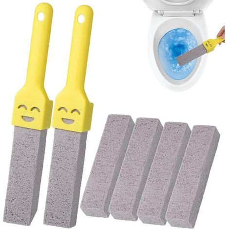 Pierre Ponce Brosse WC Avec Deux Poignées - Brosse de Nettoyage Remplaçable Pour Piscine et Toilettes - 6 Pièces Pour Enlever le Calcaire - Produits et Accessoires de Nettoyage (1/5)