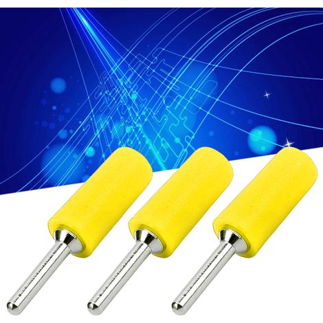 J.10001 2mm Bananenstecker aus reinem Kupfer, vernickelt, 2mm Bananenstecker mit geradem Stift, kompatibel mit internen Federplattenbuchsen, 100 Stück pro Packung, Gelb. (1/5)