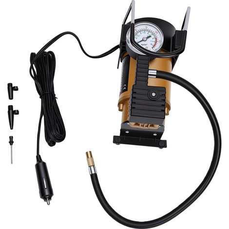 Portable Electric Tire Inflator, Air Compressor for Vehicles with Mechanical Pressure Gauge, 12V Single Cylinder Air Pump for Car Tires, Bicycles, Sports Balls (Rotor Style) (1/5)