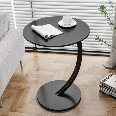 TrAdE Shop Traesio - Tavolino Laterale A Forma Di C Moderno Elegante Per Soggiorno Salotto Divano Camera - Nero (1/5)