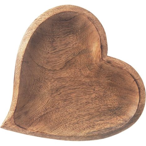 Plateau en bois de manguier en forme de cur pour servir des collations