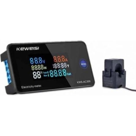 Voltmeter Digital - AC 50-300 V - 0-100 A - Affichage LED - Fonction Réinitialisation - Compteur Énergie Électrique - 1 Pièce (1/4)