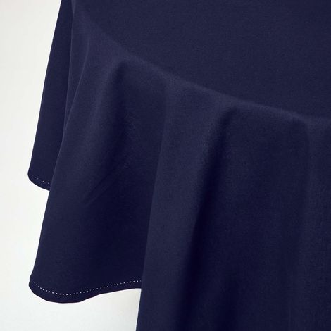 HOMESCAPES Navy Blue Cotton Round Tablecloth 180 cm