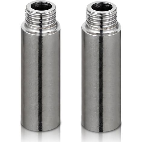 Lot de 2 rallonges de robinet 1/2" x 100 mm DN15 en acier inoxydable (1/5)