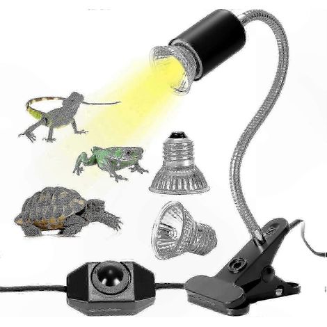 Kit de lampe chauffante XHW pour reptiles avec 2 ampoules UVA/UVB 25W/50W, rotation à 360° pour tortues, lézards et serpents (1/5)