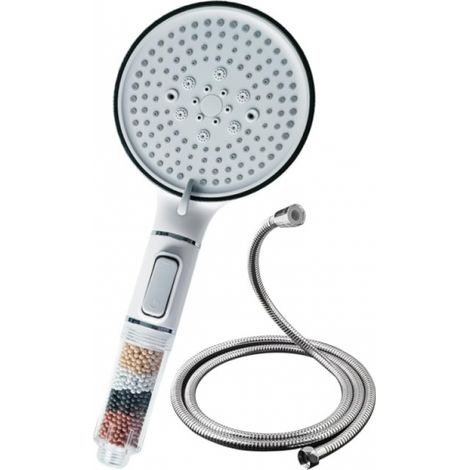 Pommeau de douche haute pression avec flexible 1,5 m, jets réglables, anticalcaire et économe en eau pour une douche revitalisante (1/5)
