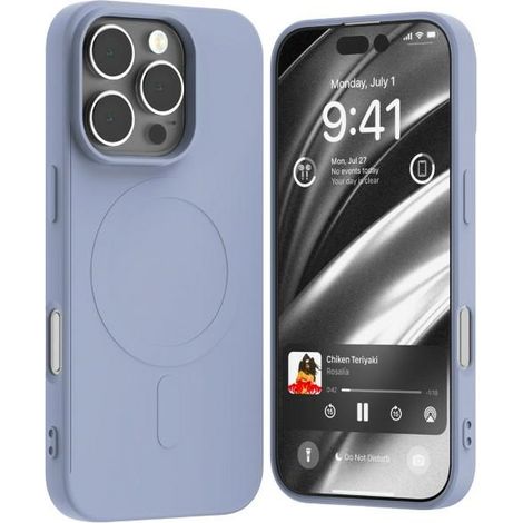 Funda Mercury MagSafe de silicona semipermanente para iPhone 16 Pro de 6,3 pulgadas, color lavanda.