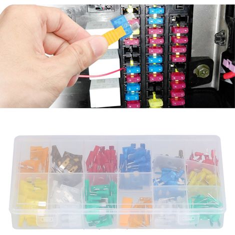 Packung mit 221 Sicherungen in verschiedenen Größen (klein und mittel) + Aufbewahrungsbox mit Clip für Autos und LKWs (1/5)