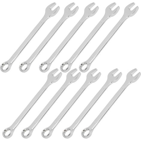Lot de 10 clés mixtes à cliquet ouvertes industrielles à double extrémité, outil de quincaillerie 15 mm (1/5)