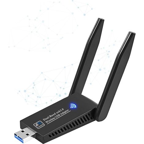 Adaptador de red inalámbrico potente AC1300Mbps, USB 3.0, antenas de alta ganancia, tarjeta WiFi para PC, banda dual de 2,4 GHz/5 GHz, compatible con Windows 11/10/8.1/8/7 y macOS 10.9-10.15. (1/5)