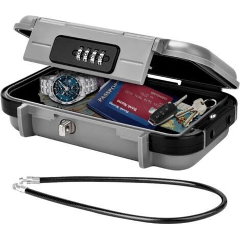 Tragbarer Tresor, sicherer Mini-Reisetresor, wasserdichter Diebstahlschutztresor mit Metallkabel, Grau