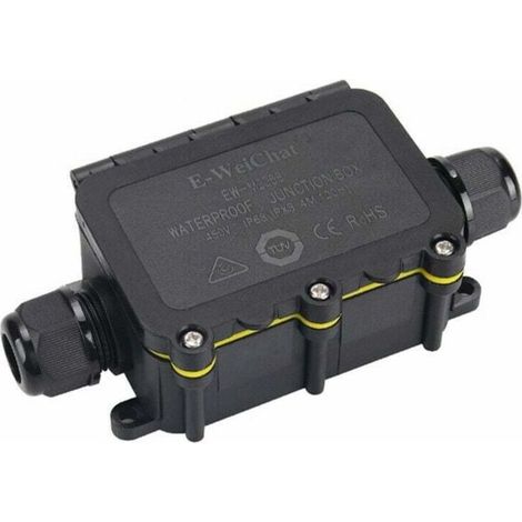 1 Pièce Boîte de Jonction Etanche IP68, Boîte de Dérivation 2 Voies Connecteurs Boîtier Éectrique Extérieur Facile à Installer pour Ø 5-12mm Diamètre du Câble, Noir (1/4)