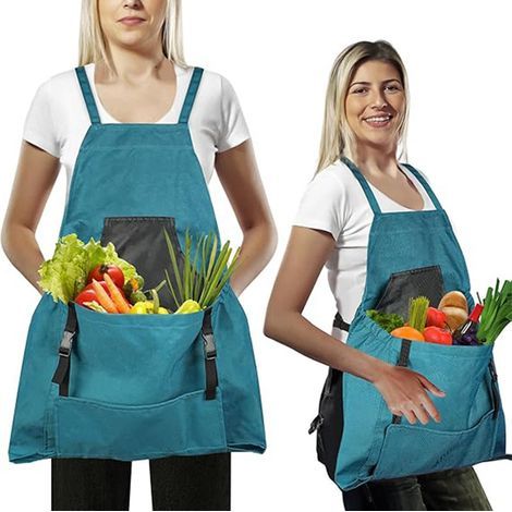 Tablier de jardinage en tissu Oxford résistant à l'eau avec poches et sangle croisée réglable (1/5)